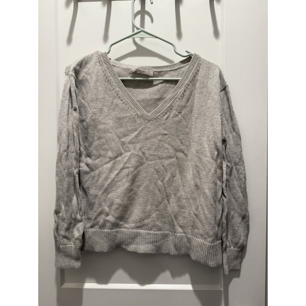 Everlane Women's Gray Knit V Neck Sweatshirt Size XS Extra Small